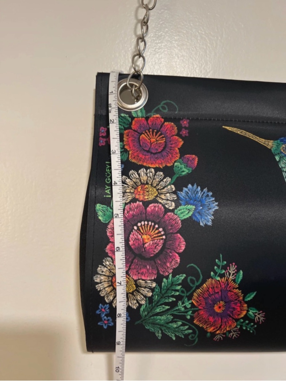 Hummingbird Floral Shoulder Bag - Black - Picture 3 of 7